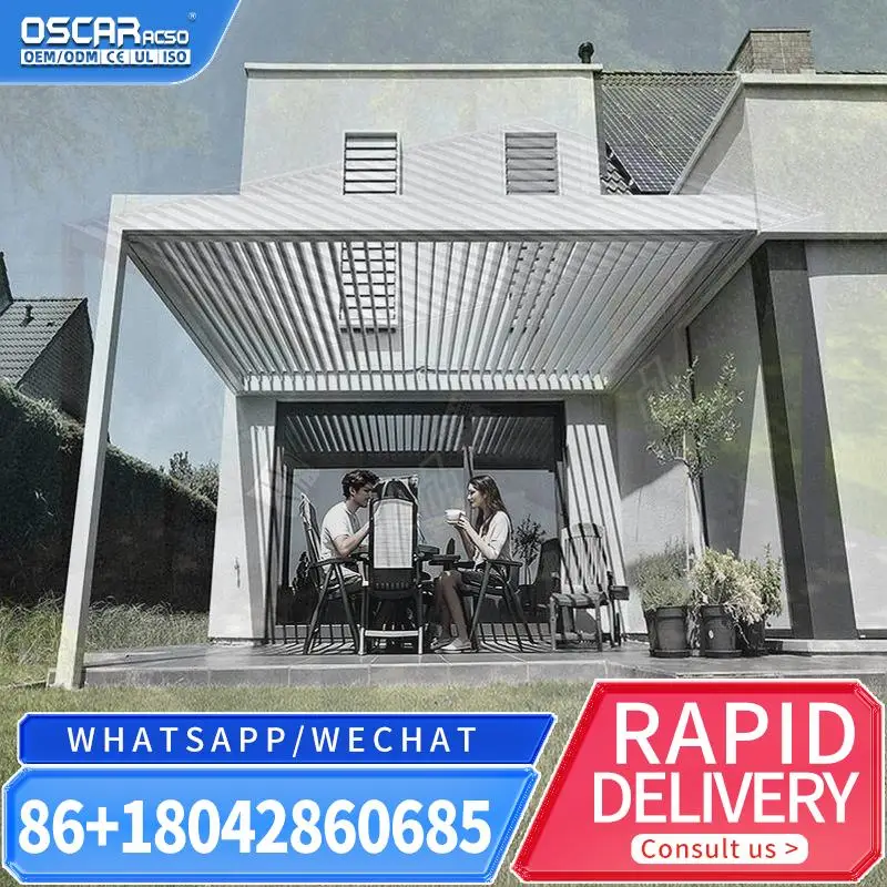 Motorized Louver Pergola Bioclimatic Patio Balcony Cover in 3x3 4x4 4x6 Sizes with Aluminum Frame pergola