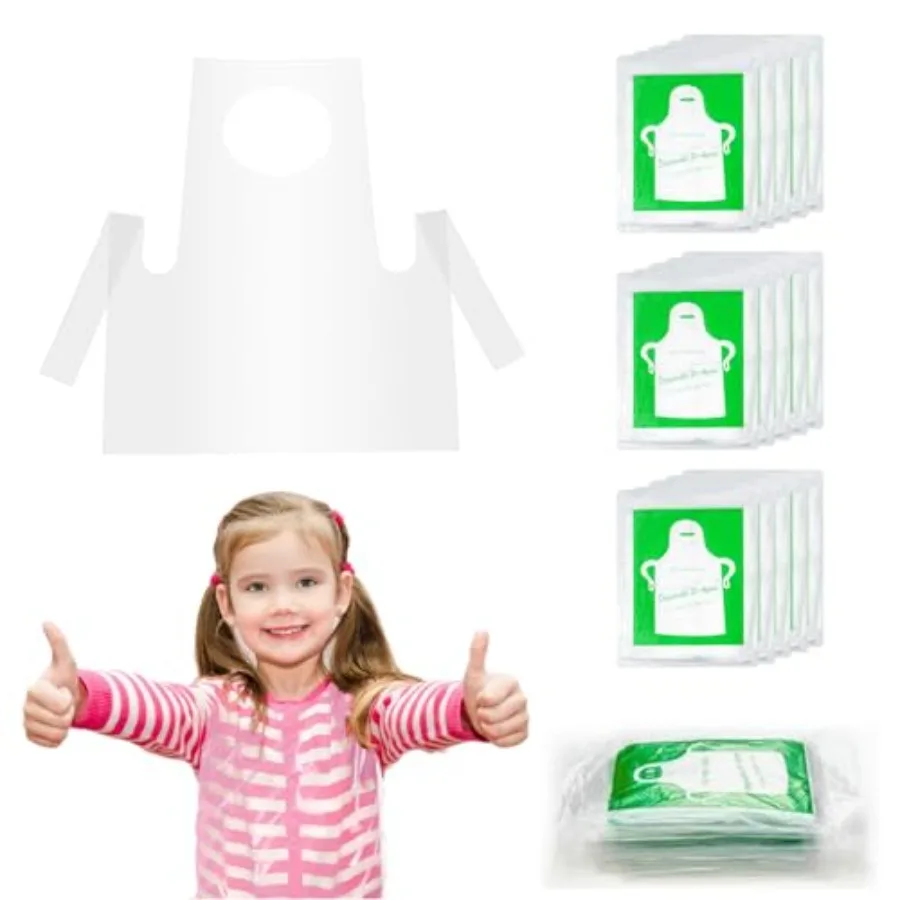 

30 Pieces Disposable Aprons Plastic Aprons for Clear Smocks Disposable Waterproof Oil Proof Toddler Art Apron Cooking Apron for
