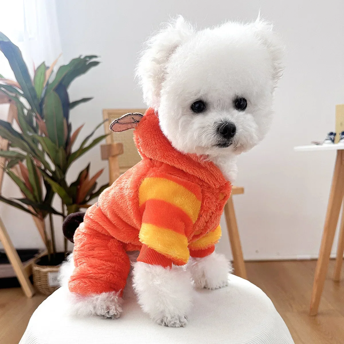 

Pet Clothing Dog Cat Autumn Winter Thick Warm Orange Hooded Coat Puppy Clothing for Small and Medium-sized Dogs