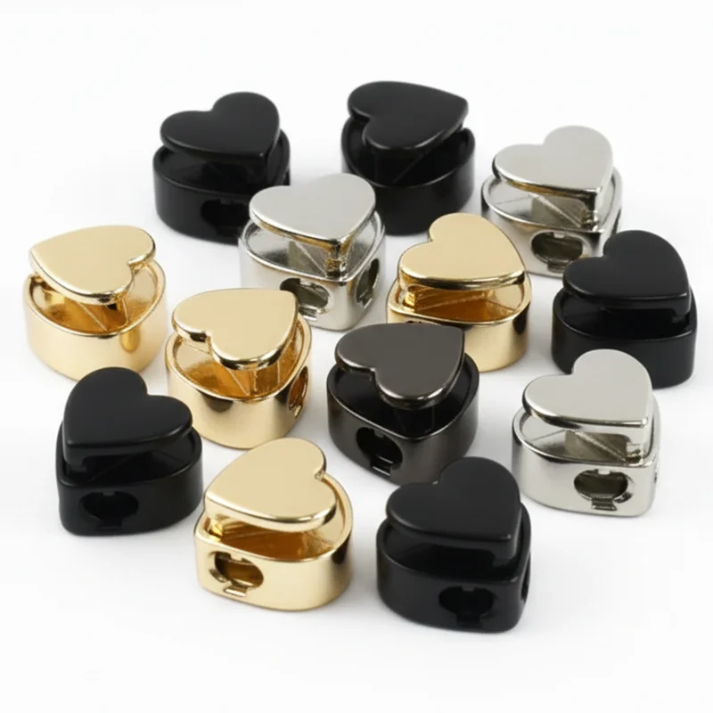 

5/10/20P 4mm Heart Shape Metal Cord Lock for Clothes Jacket Down Rope Stopper Eyelets Buckles Cords End Adjust Locks Accessory