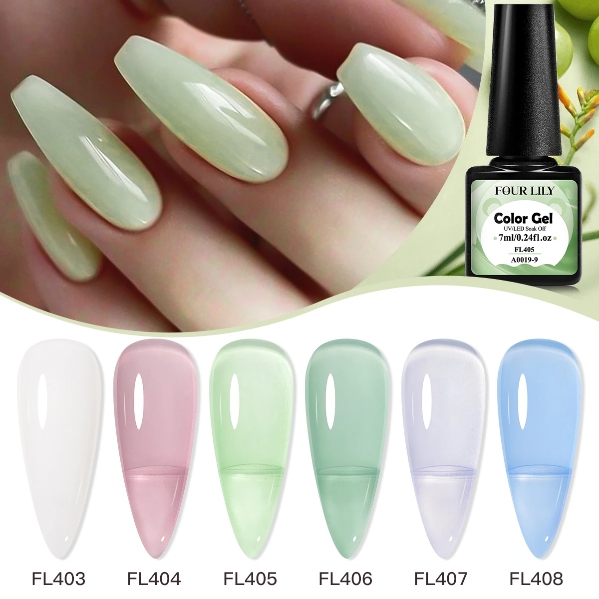 FOUR LILY 7ml Nude Pink Jelly Nail Gel Polish 12 Colors Semi Permanent Soak Off UV LED Gel Polish Nail Art Painting Gel Vernis