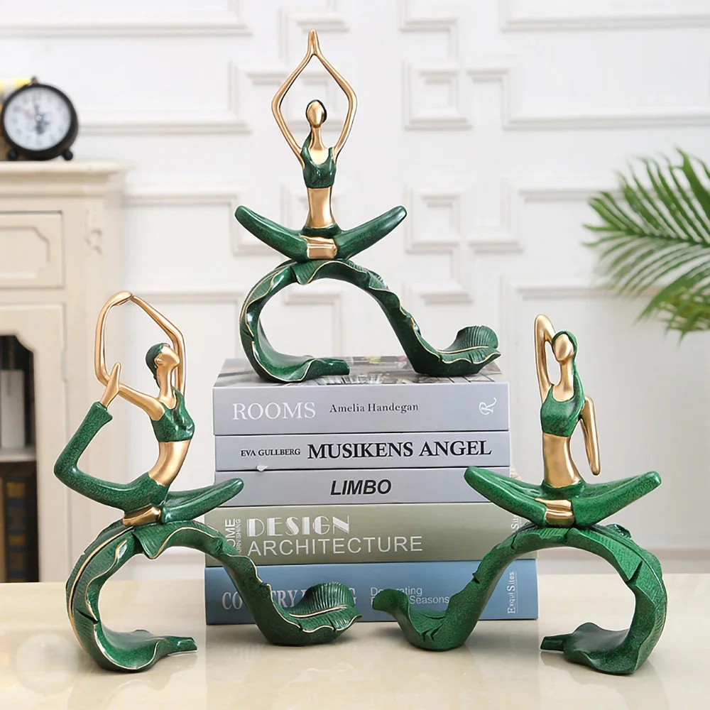 

Yoga Girl Figure Figurine Nordic Home Interior Decoration Accessories Luxury Woman Resin Statue Table Ornament Living Room Decor