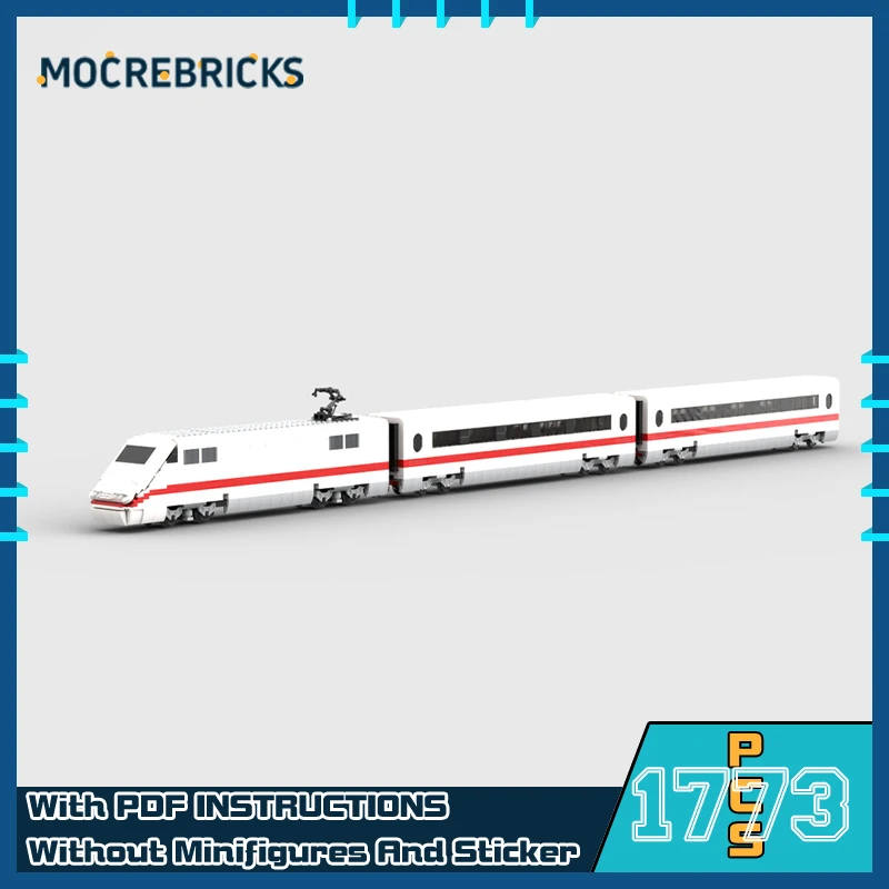 MOC Ferrovia tedesca Treno ad alta velocità 8W Modello di treno per auto Building Block Tecnologia di assemblaggio Mattoni Giocattoli per regali per bambini