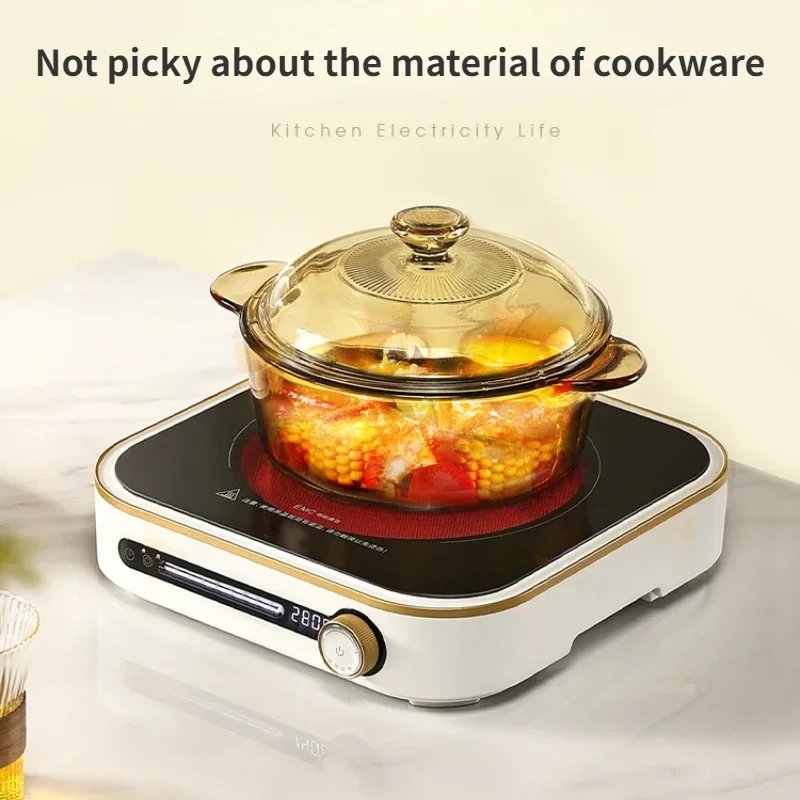 220V ใหม่เตาไฟฟ้า 2800W Power ผัด Hotpot บ้านสมาร์ทหม้อหุงข้าวไม่หยิบเครื่องครัว fogão de indução