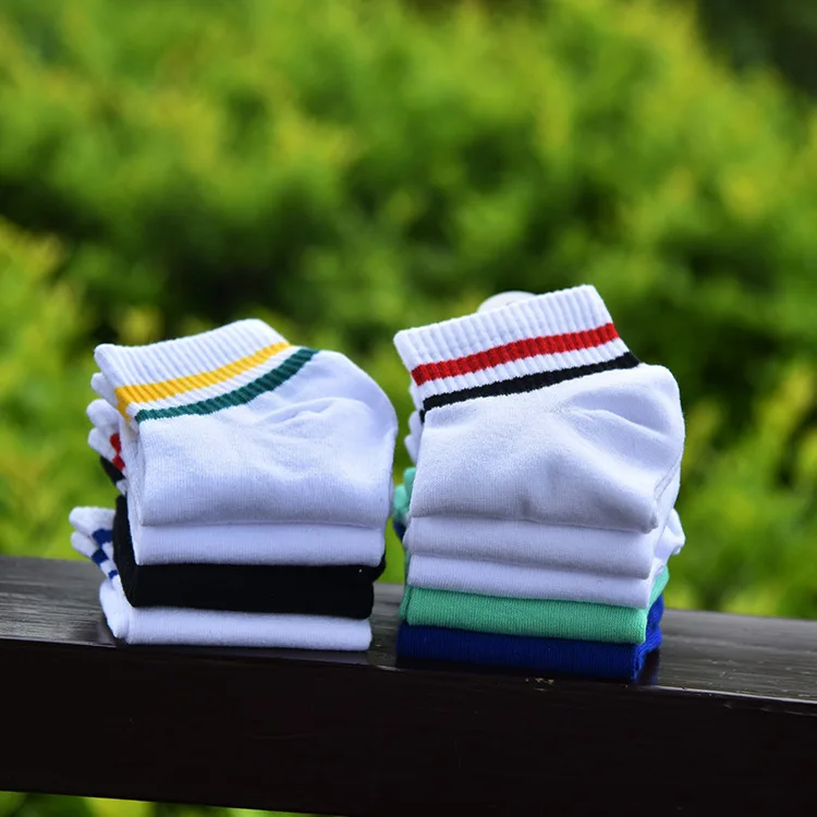 

Socks Women Spring Summer Korean Style Two Bars Striped Harajuku Long Cute Crew Rainbow Cotton White Ankle Sock Calcetines Mujer