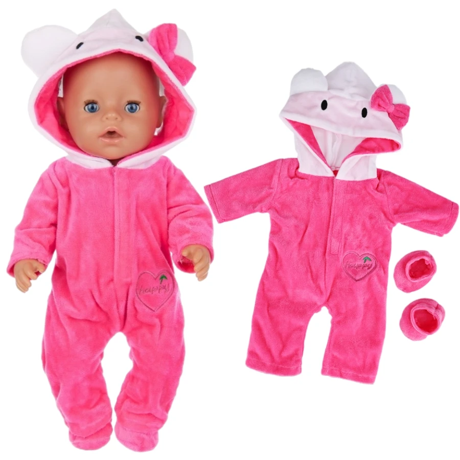 18Inch 45cm Kawaii American Doll Clothes Set Reborn Doll Pink Blue Red Cat Clothes Pajamas Accessory Baby Doll Clothes Girl Gift