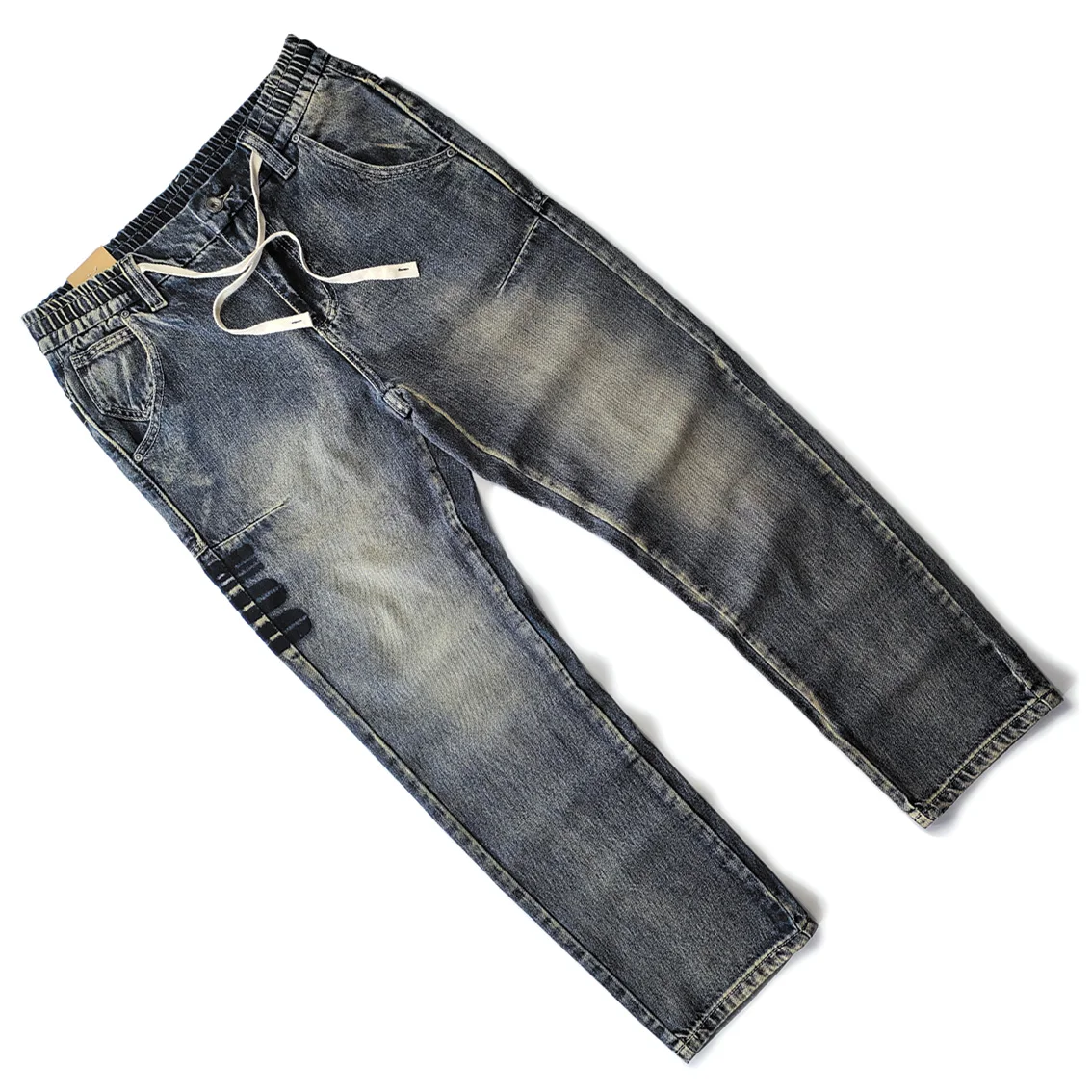 

Retro American Waed Loose Straight Leg Cotton Jeans Men's Autumn Winter Long Pants Comfortable Fit Classic Blue Denim