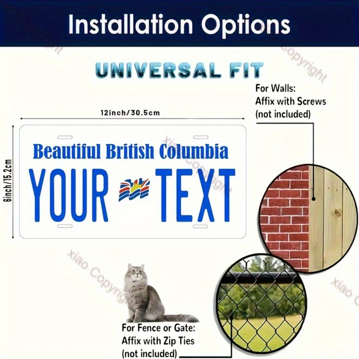6×12 Inch BC British Columbia Aluminum License Plate | Retro Metal Logo | Home/Cafe/Bar Decor (Decor Only)