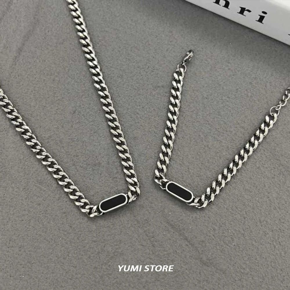 Hip Hop Shell Splicing Nk Necklace For Man Woman Non Fading Titanium Steel New Kpop Clavicle Sweater Chain Luxury Couple Jewelry