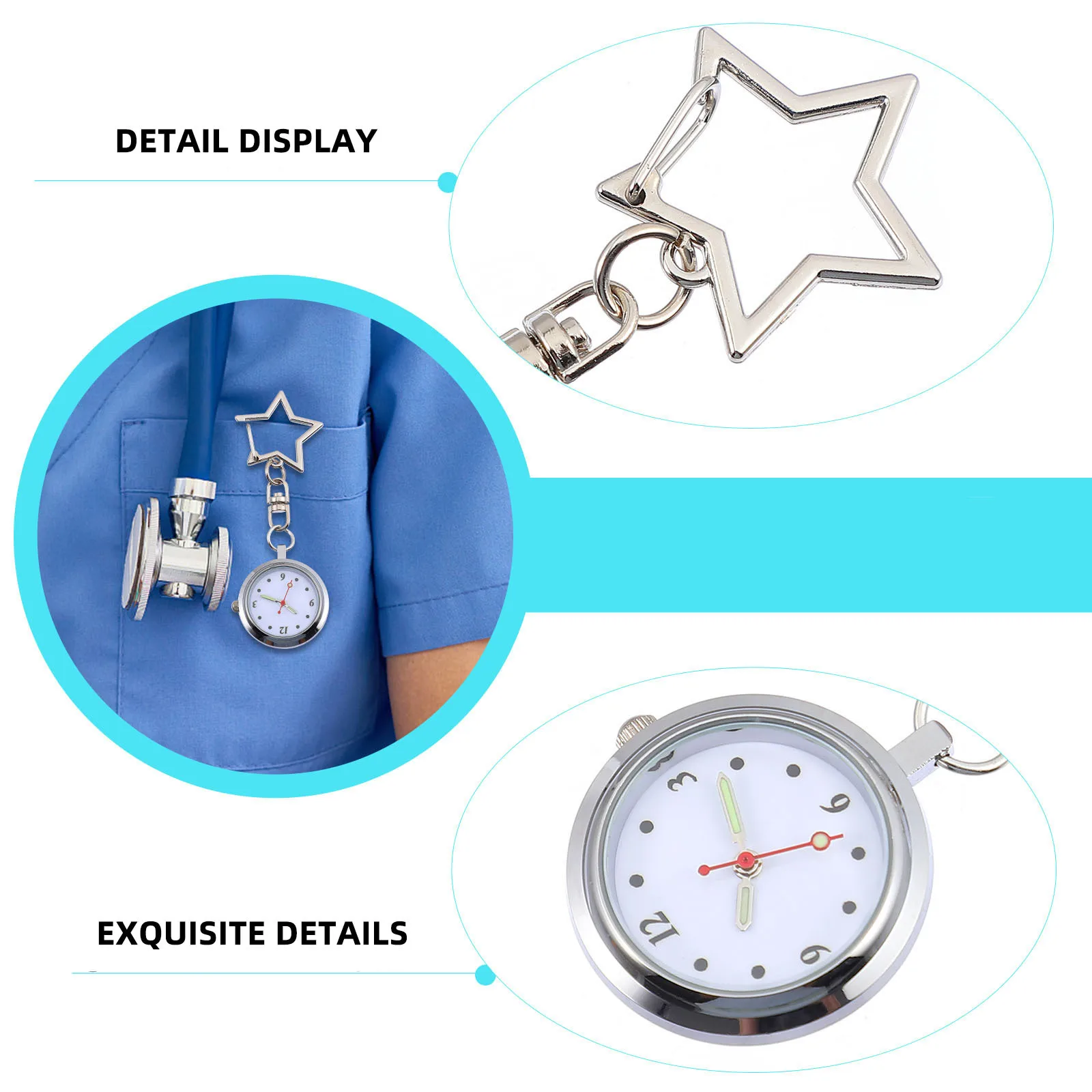 ممرضة ساعة الجيب نجمة معلقة مشبك تصميم عملي شنقا الصدر ووتش التمريض ساعة ممرضة الساعات للنساء