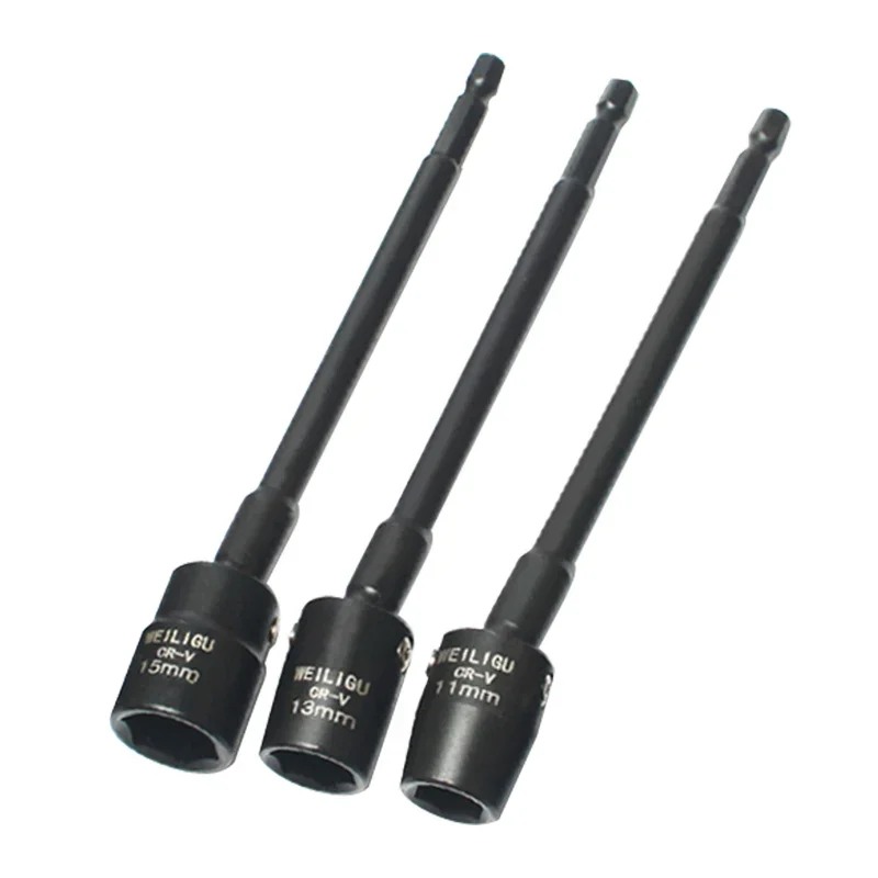 1-10pcs 150mm Long H8-H19 1/4 Hexagon Shank Wobble Socket Adapter 360 Degree Rotatable Universal Joint Swivel Sleeve