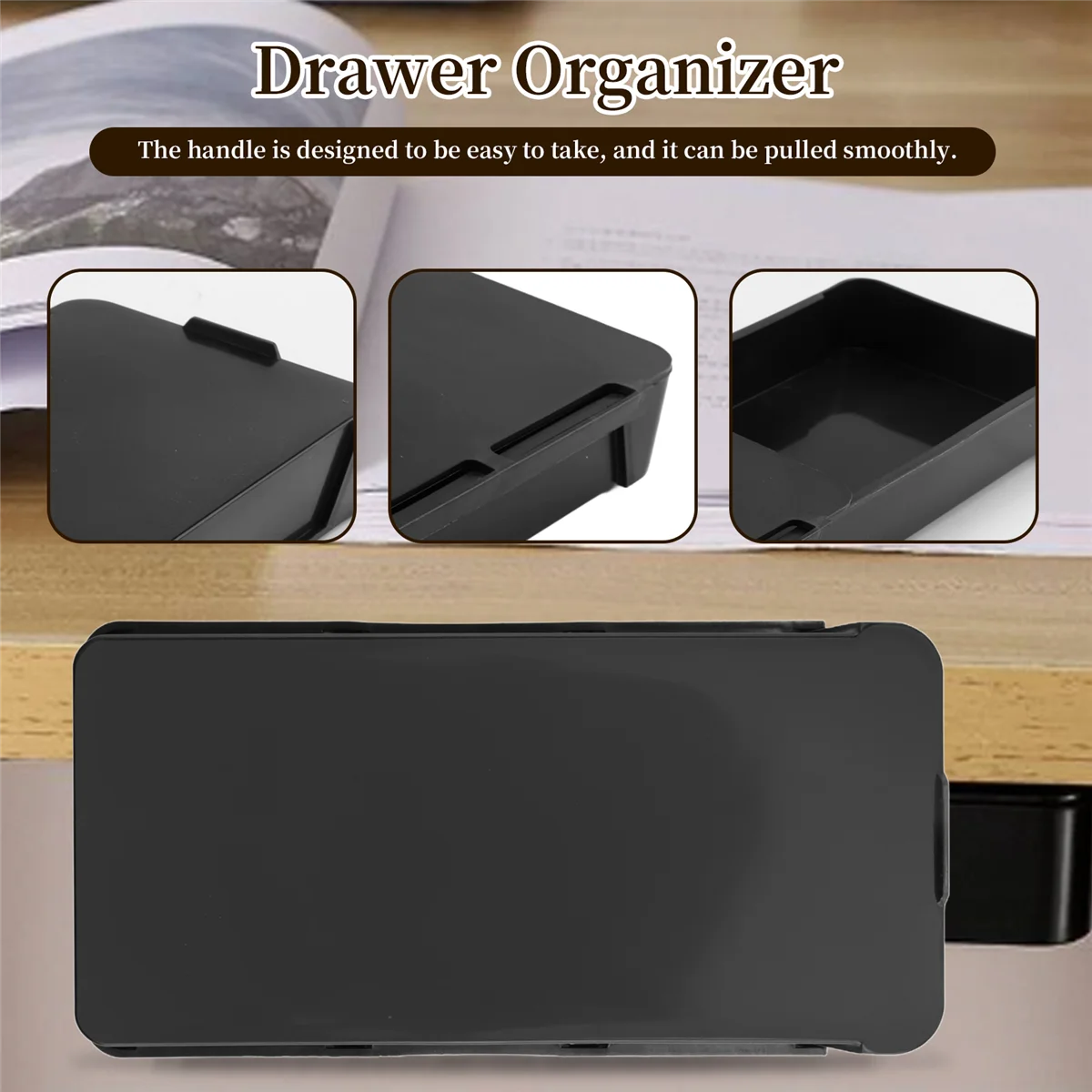 NOCM onder bureaulade organisator opbergdoos zelfklevende stationaire container bureau make-up houder zwart