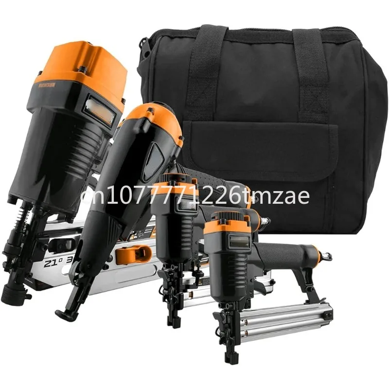 4-Piece Pneumatic Frame, Finishing Staple Gun, Stapler Kit with Bag