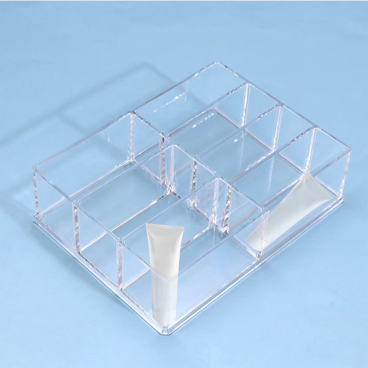 Caixa de armazenamento de sombra de olho acrílico transparente 7 grade organizador para pincéis de maquiagem brincos rack de armazenamento acrílico