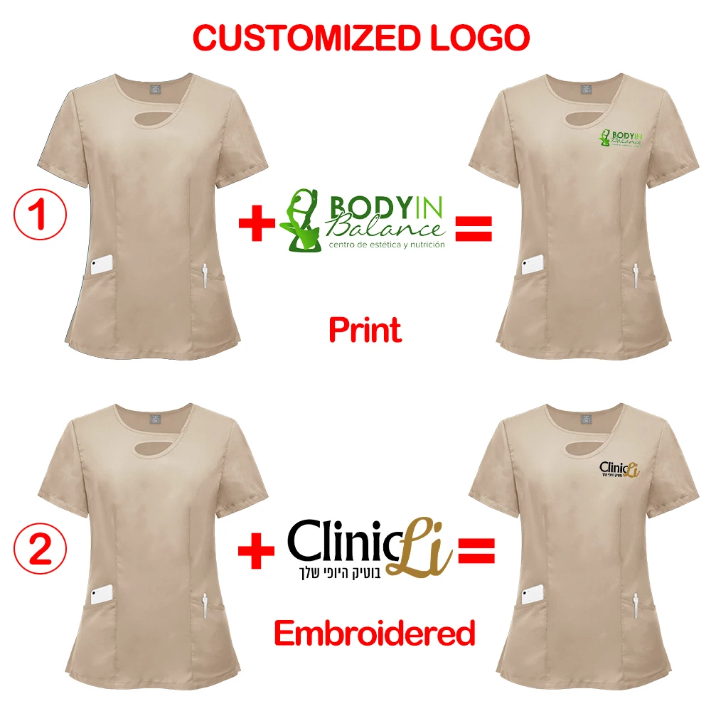Multicolor Beauty Uniform Shirts Short Sleeve Pharmacy Nurse Uniform Hospital Doctor Work Blouse Oral Dental Surgery Scrubs Tops