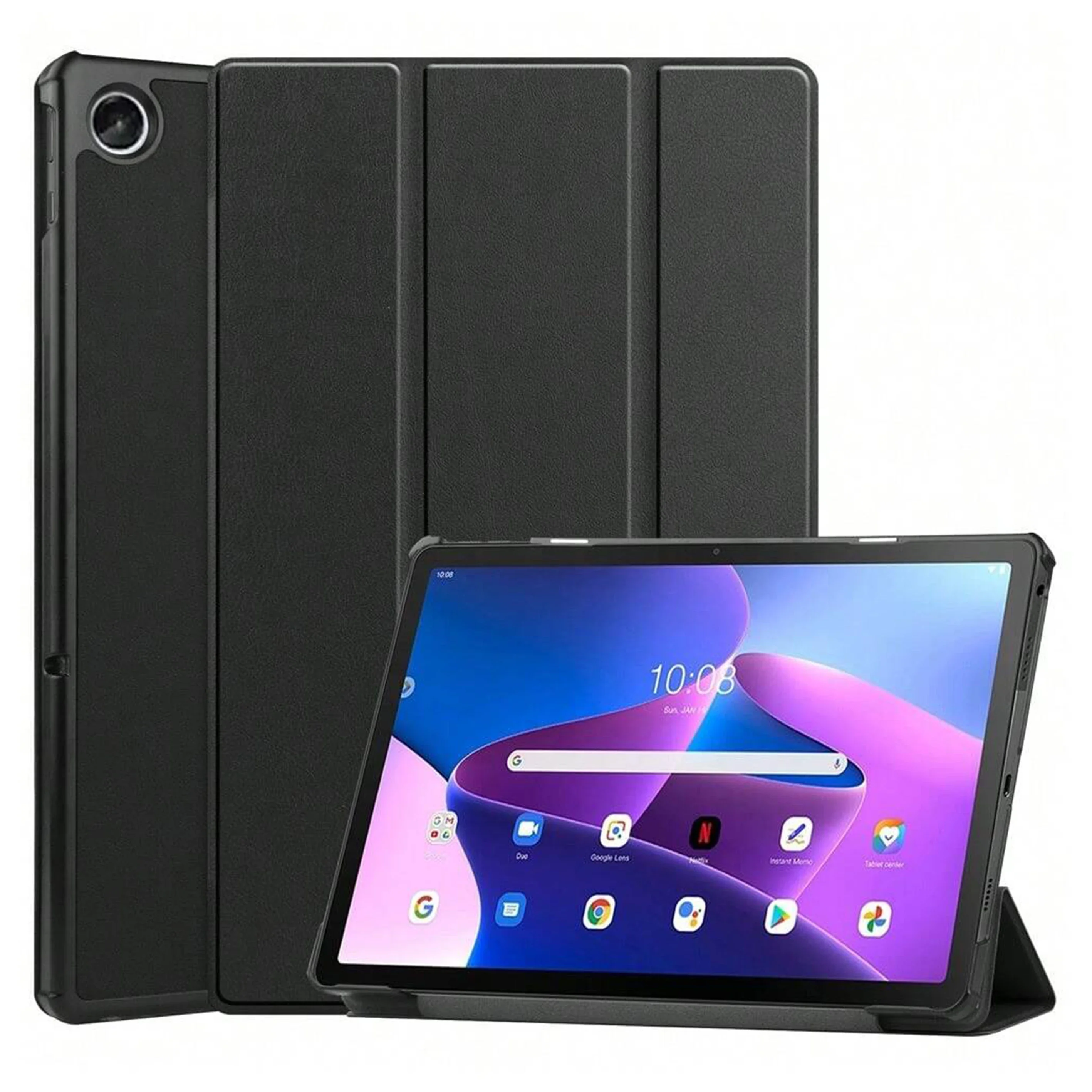 Smart Protective Case for Lenovo Tab M10 Plus 3rd Gen10.6-inch TB125F 128F/M10 3rd Gen 10.1-inch Tri-Fold Tablet PU Leather Case