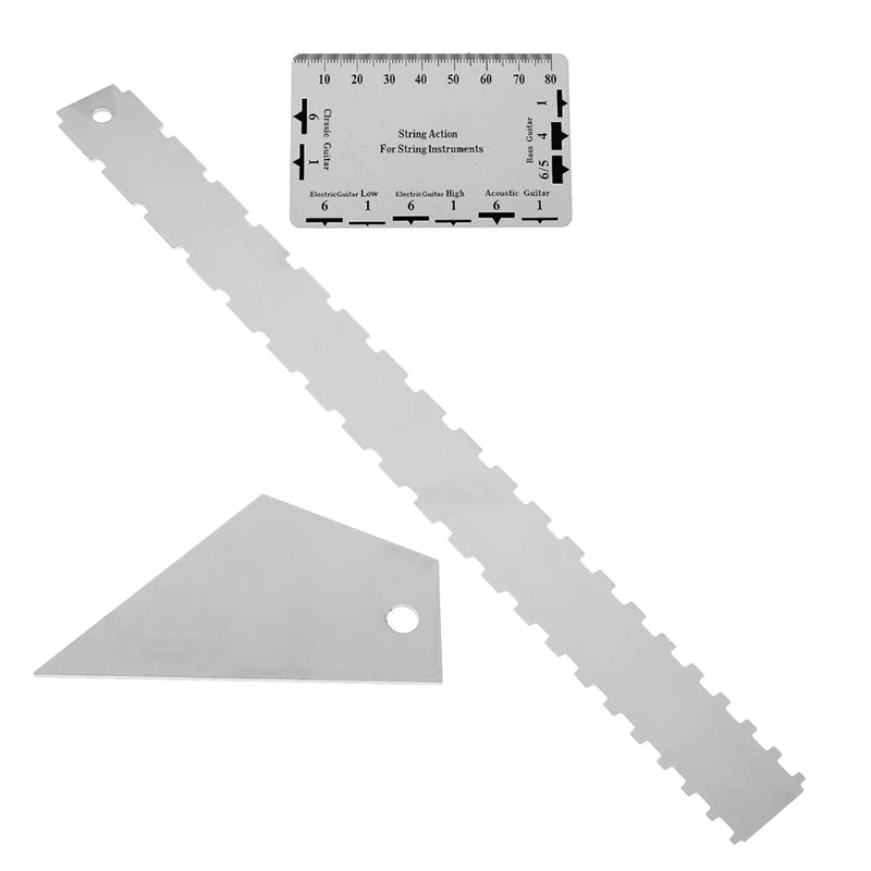 

ABJX New Guitar Neck Ruler Neck Fingerboard Pin Height Measuring Ruler Triangle Ruler Guitar Maintenance Chord Set