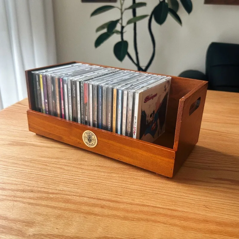 CD Holder  Up To 30 Cases Wooden Cd Storage Rack Box for Cd Display Movie Cases Music Cassette Tapes Shelf Stand Record Crates