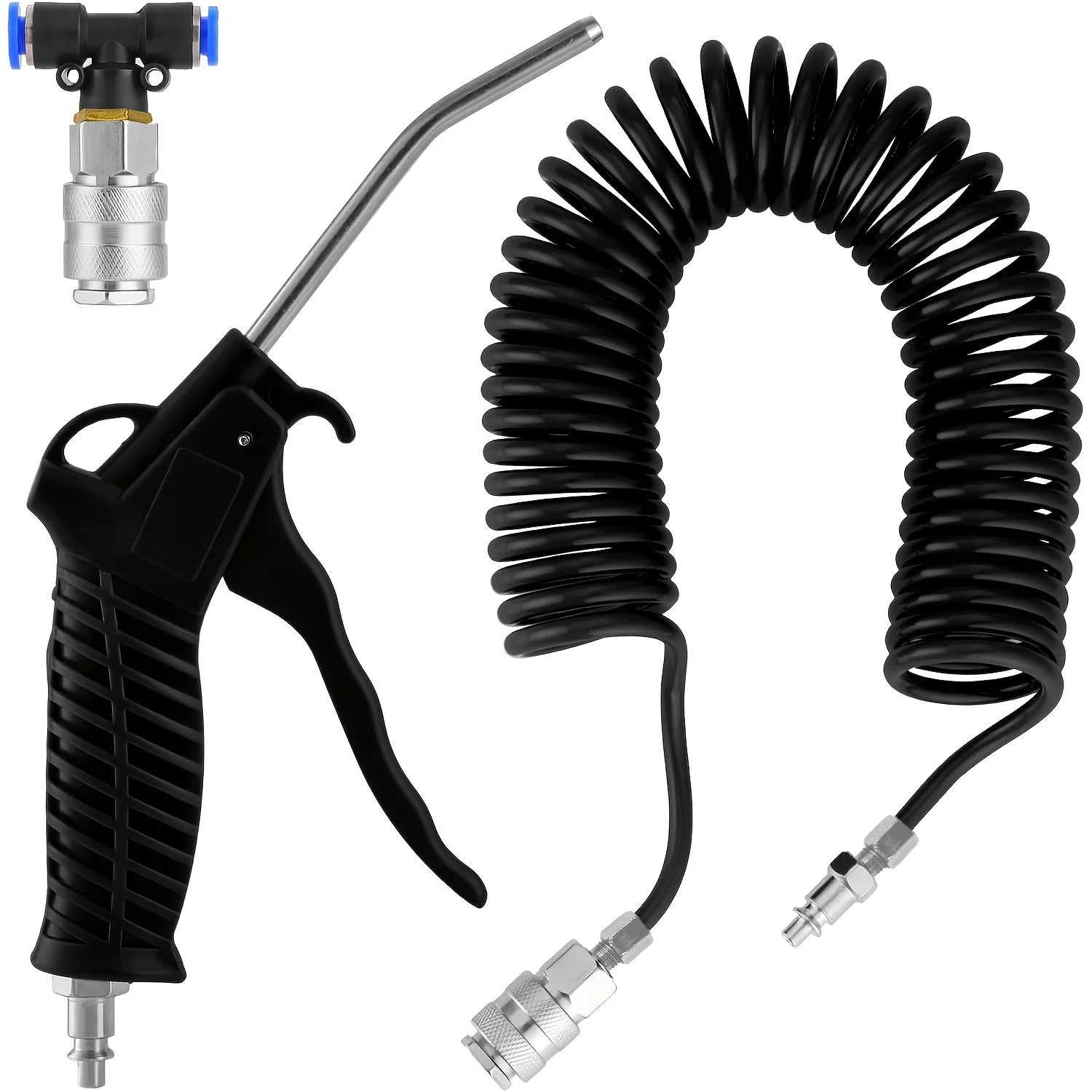 Truck Air Duster Gun with 5 Metre Recoil Air Hose, Seat Blow Dust Gun Heavy Duty Air Gun Cleaning Kit for Truck Semi Trailer