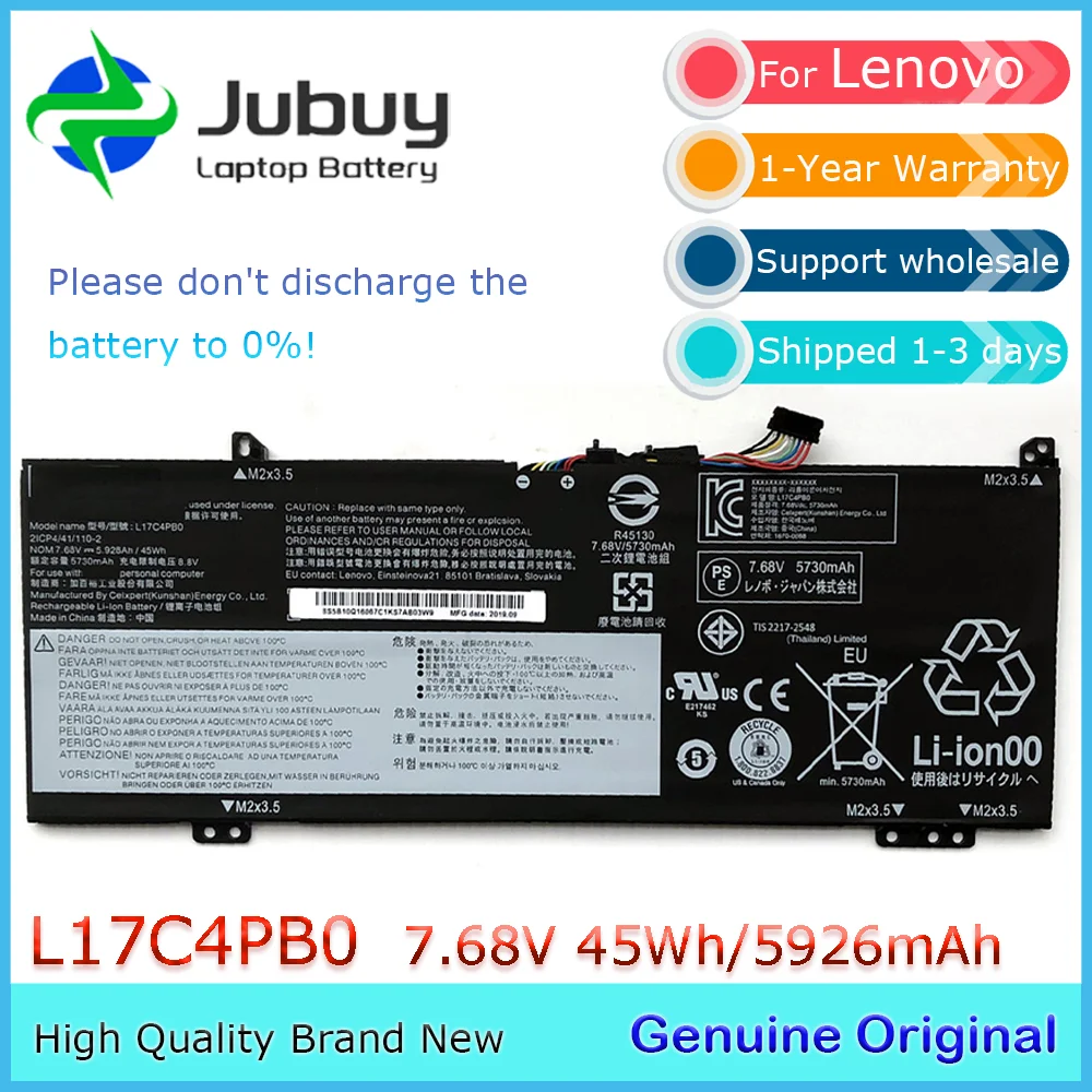 L17C4PB0 7.68V 45Wh Original Laptop Battery for Lenovo Yoga 530s 530-14IKB Flex 6-14IKB L17M4PB0