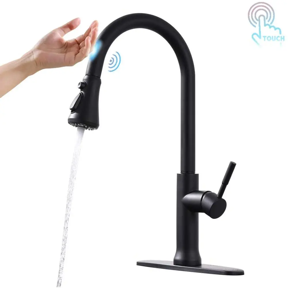 

Touch-On Kitchen Faucet Pull Down Sprayer Single Handle Brass Touch Activated Kitchen Sink Faucet with 2-Way Pull Out Sprayer