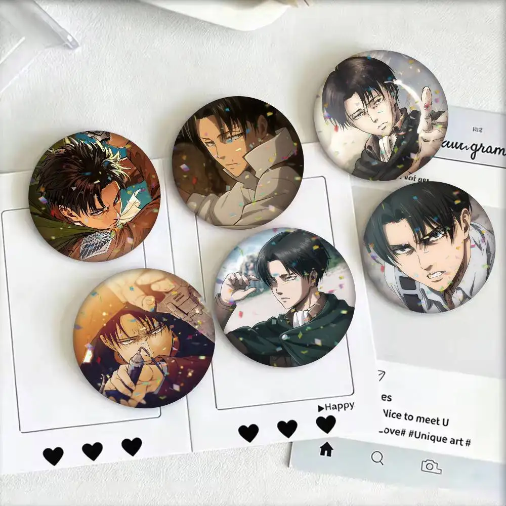 Attack on Titan Levi Ackerman 25 32 44 58 75mm Badges Personalized Round Brooches Pins Accessory Gift