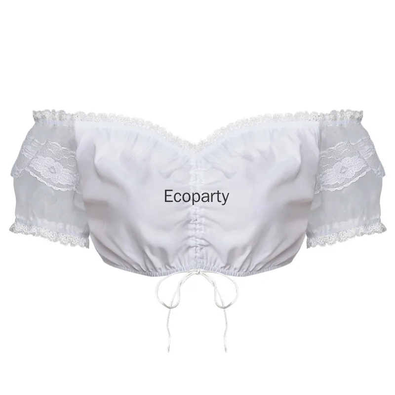 New Women Bavarian Oktoberfest Costume Top Sexy Lace Hollow Out Sheer Dirndl Costumes Traditional Beer Festival Party Crop Tops - Image 6
