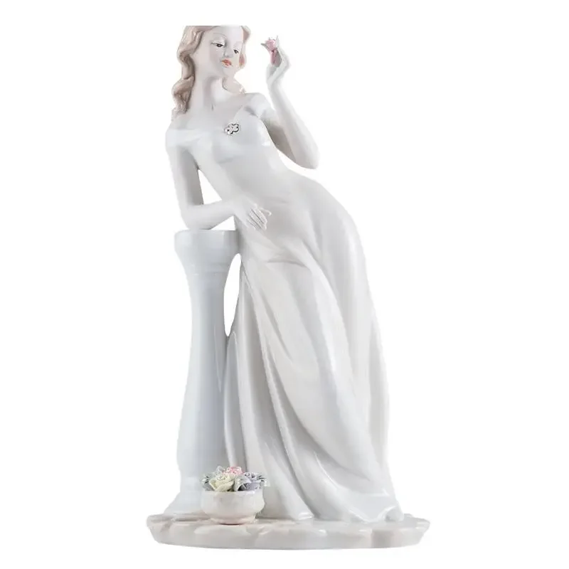 Graceful Beauty Statue Angel Characters Ceramic Sculpture Desk Decoration Figure Figurines Modern Home Decor Artwork Ornaments