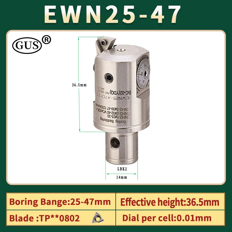 GUS Boring head EWN20 EWN25 EWN32 EWN41 EWN53 EWN68 Lathe Tool Holder And Inserts CKB1 2 3 4 5 6 LBK Fine Tuning Accuracy  0.01