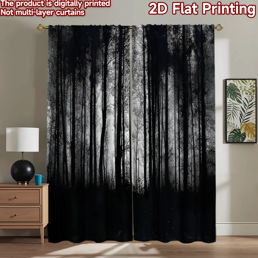 

1pc 2D flat Photography Backdrop Photography Banner Dark Forest Silhouettes 100% Polyester Festive Holiday Use for Holiday