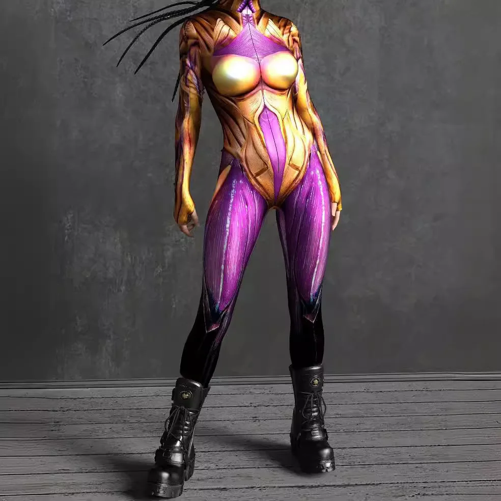 

Cyber Warrior Armor Mechanical Jumpsuit Cosplay Zentai Suit Costume Steampunk Party Shows Performance Women Men Bodysuit