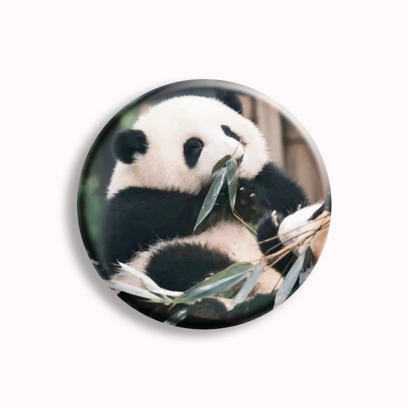 Cute Chinese Pandas Soft Button Pin Xiang Xiang Ru Yi Fu Bao Badge Round Brooch Backpack Accessories Fans Collect Friends Gifts