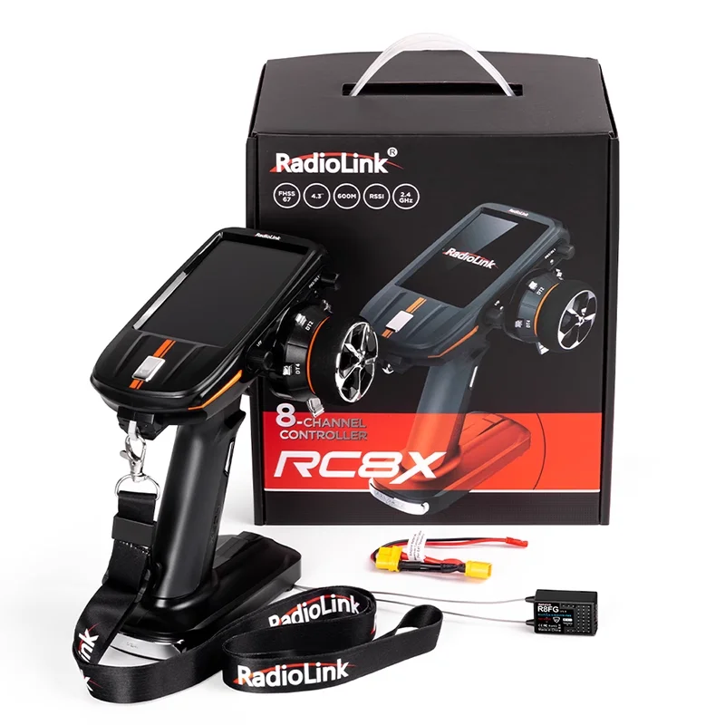 Radiolink RC8X 2,4 G 8 Kanäle Funksender 4,3 Zoll Vollfarb-LCD-Touchscreen 200 Modelle Speicher RC-Auto-Fernbedienung