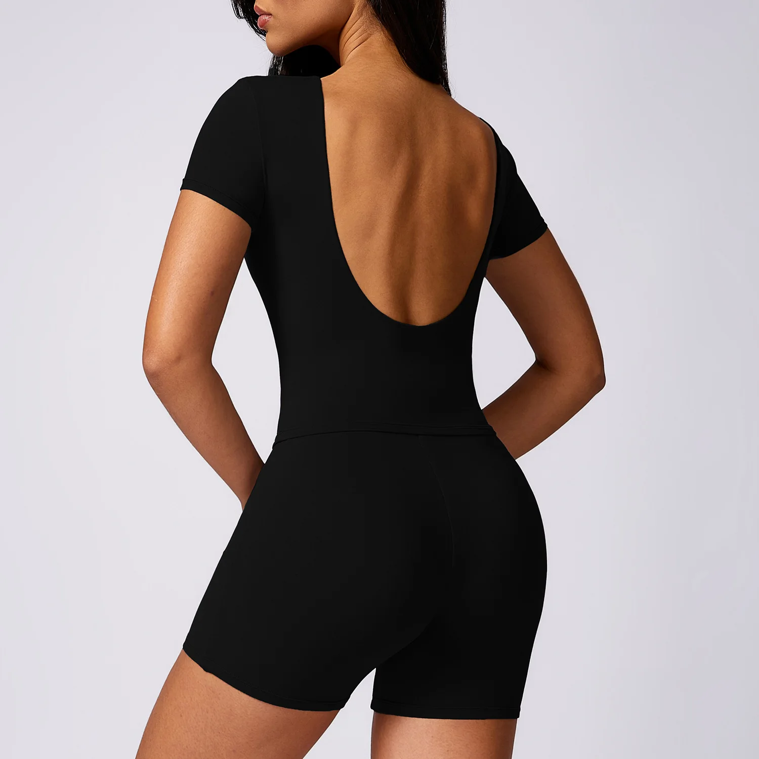 Two piece set  Fitness Yoga Set Women Solid Color Gym Soft Super Stretch Sportswear Workout Clothes Crop Top Gym Shorts Set image 4