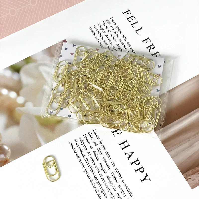 50pcs/set Mini Metal Paper Clips Multifunctional Bookmark for Office Stationery Papers Organizer File Paper Clips