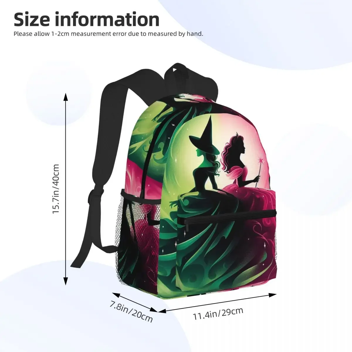 Elphaba And Glinda Wicked The Musical Defying Gravity Student Backpack School Bag Daypack for Boys Girls Bookbag Shoulder Bags