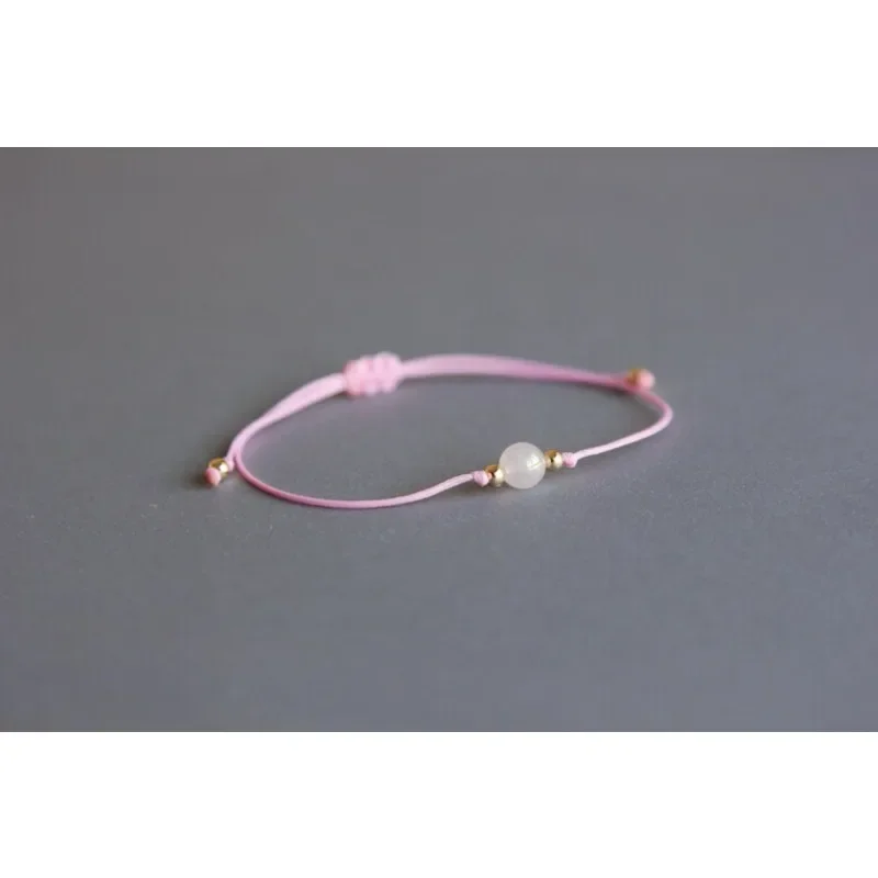 Angel Halo Rose Quartz Crystal adjustable beaded bracelet, gift for women
