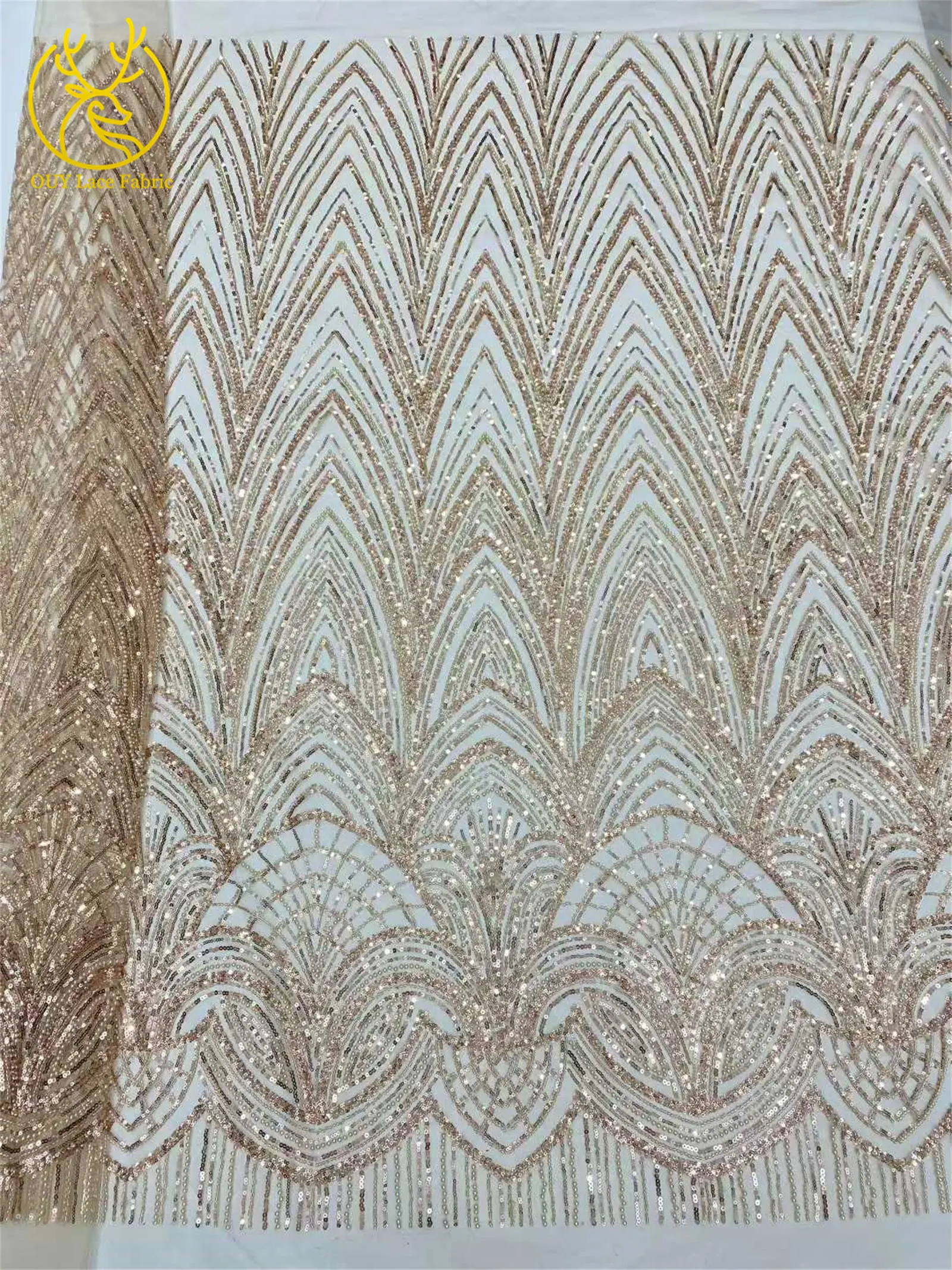 Schwarzer afrikanischer Perlen-Spitzenstoff 2026 Hochwertiger französischer Pailletten-Tüll-Spitzenstoff Nigerianischer Tüll für Hochzeit, Party, Kleid, Nähen, 5 Jahre – Detail 6