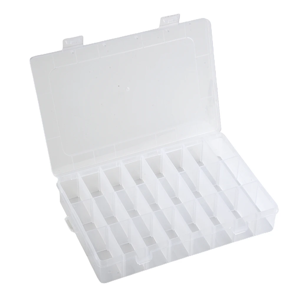 Plastic Box Storage Box 24 Grid Clear Compact Practical Metal Parts Craft Parts Electronic Parts Transparent Lid