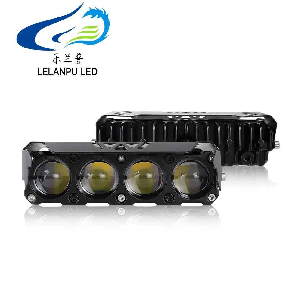 

4 Lens Dual-color LED Auxiliary Car Work Light Spotlight 12V High Bright Driving Lights for Off-Road 4x4 Truck Motorcycle Tracto
