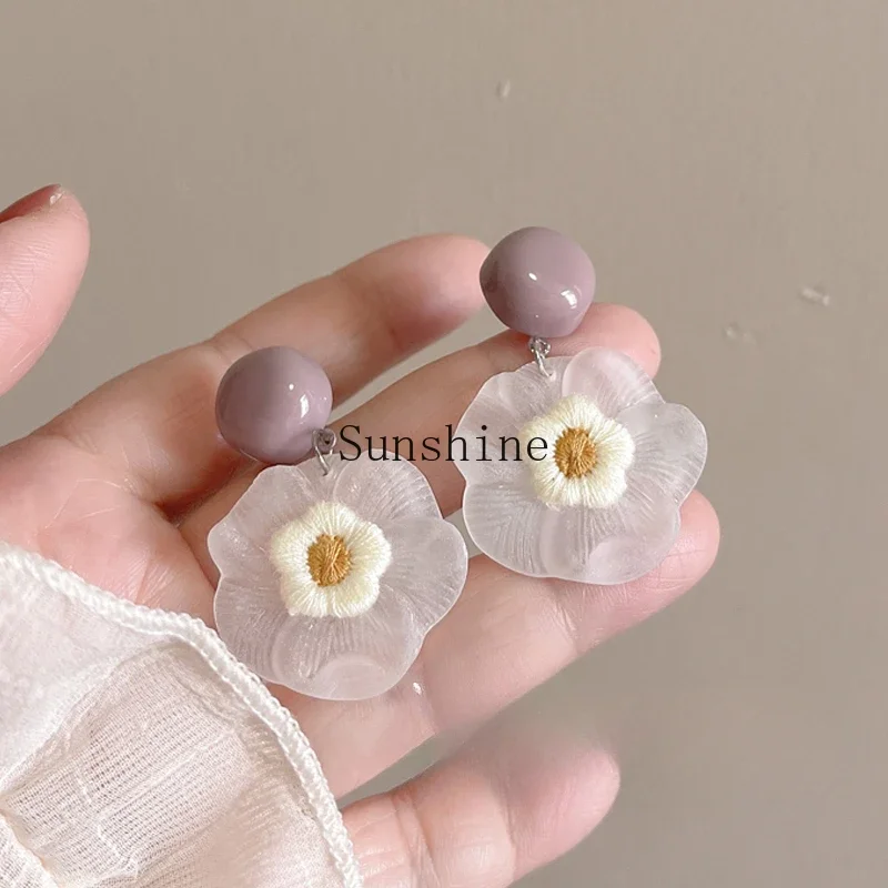 

Spring and summer fresh and transparent pink flower 925 silver nails