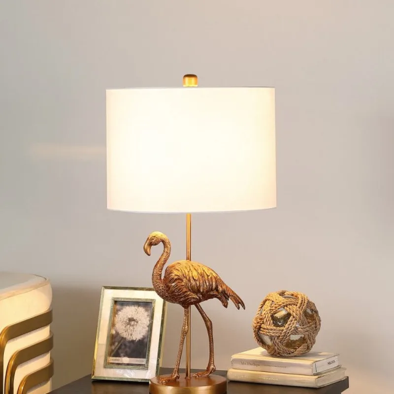 ماتي الذهب فلامنغو الراتنج الجدول مصباح ديكور المنزل الحديث غرفة نوم غرفة المعيشة الإضاءة #2