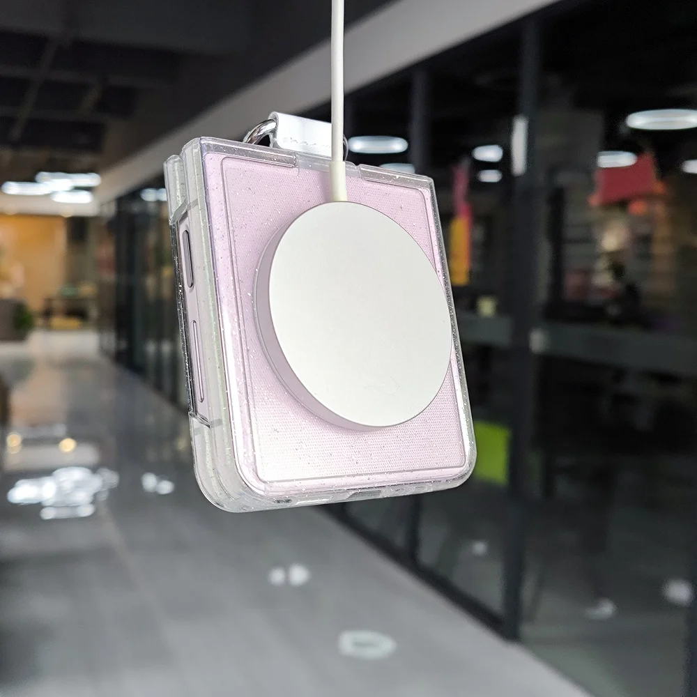 Блестящий чехол-держатель для Magsafe Ring Holder для Samsung Galaxy Z Flip 7 6 5 4 3 flip7 ZFlip Магнитный блестящий прозрачный противоударный чехол
