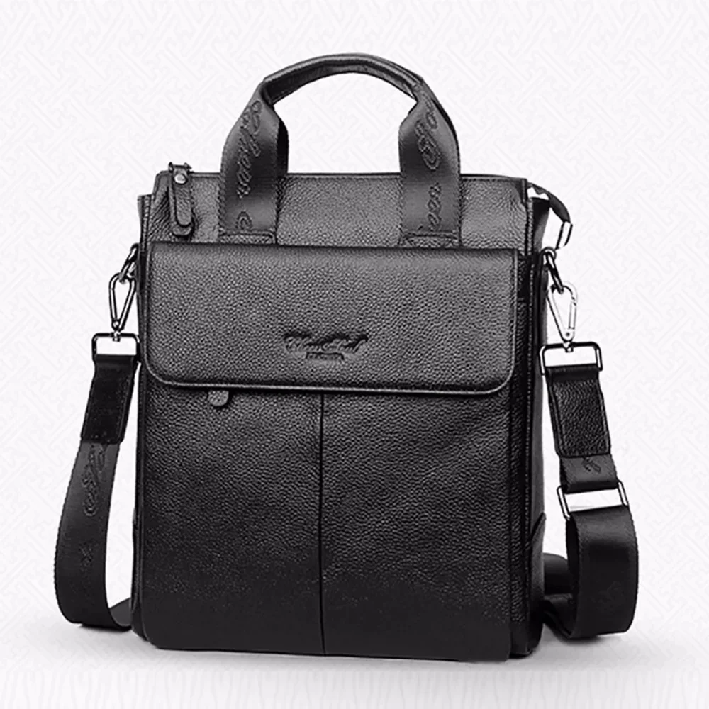 Bolso de mano con asa superior para hombre, Maletín de negocios de cuero genuino, bolso de hombro cruzado