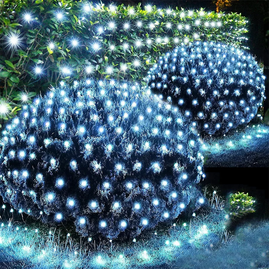 2X3M 3X3M 4.5X1.5M LED Net String ไฟคริสต์มาสกลางแจ้งตาข่ายผ้าม่าน Fairy Light Garlands สําหรับงานแต่งงานต้นไม้พุ่มไม้ตกแต่ง