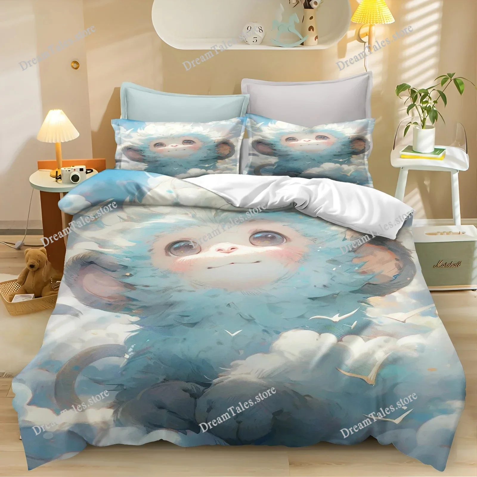 

Cartoon Monkey Anime Cute Duvet Cover Home Pillowcase Set Adult Bedroom Children Comforter Bedding Sets Home Textileextile741