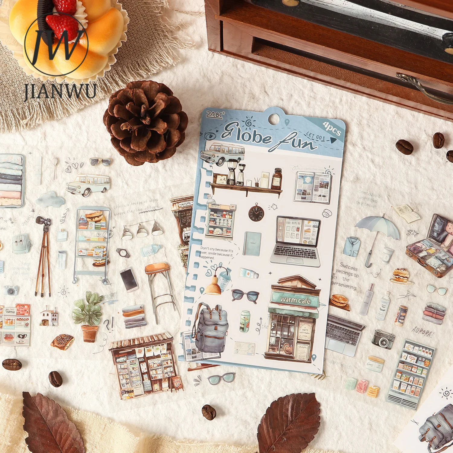 JIANWU It Was A Lucky Trip Series Kawaii Travel Пейзажный материал Коллаж Скрапбук ПЭТ Стикеры Креативные канцелярские принадлежности для журналов «сделай сам»