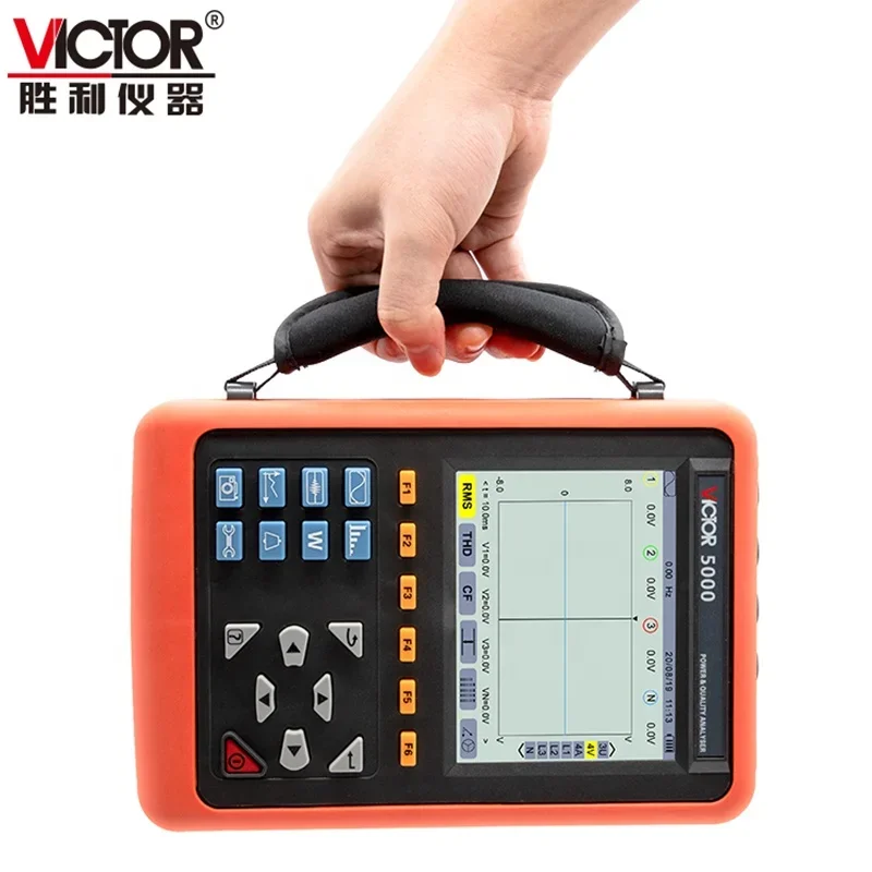 VICTOR 5000 5.6 -inch Power Quality Analyzer 4 channels 40Hz~70Hz 1000V USB True RMS Electric Power Tester