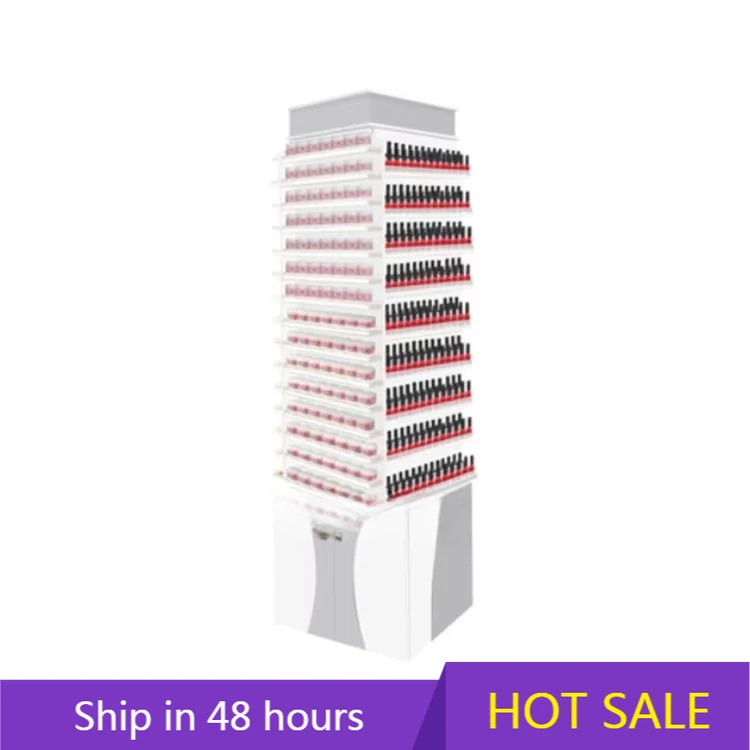 YTYIN Factory Direct Sale Nail Shop Display Standing Nail Polish Rack Polish & Powder Center with 360 Swivel