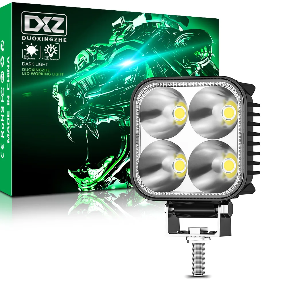 

3inch 4LED LED Work Light Square Spotlight DC12V-24V Universal For Motocycle Truck 4x4 Off Road LED Car Headlights 6000K White